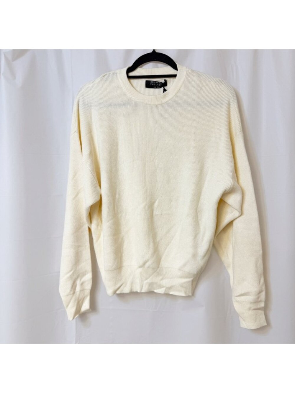 Brunette The Label Ribbed Knit Crew Sweater Cream Small Medium NWT
